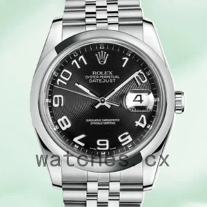 Rolex Datejust Men’s 116200BKCAJ 36mm Bracelet Black Concentric Dial