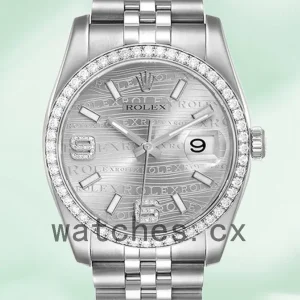 Rolex Datejust Men’s 36mm 116244SWDAJ Silver Wave Dial Silver-tone
