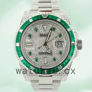Rolex Submariner 40mm Men’s 116659 Silver-tone Diamond Paved Dial