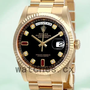 Rolex Day-Date Ladies 118238BKDRP 36mm Black Dial Yellow Gold-tone