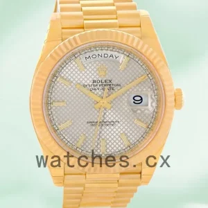 Rolex Day-Date 40mm Men’s 228238 Gold-tone Silver Diagonal Dial