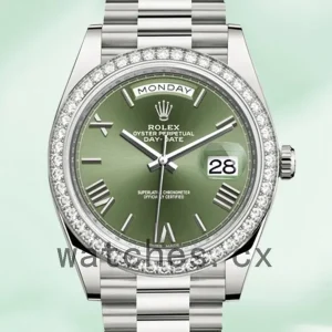 Rolex Day-Date 40mm 228349GNRP Men’s Green Dial Silver-tone