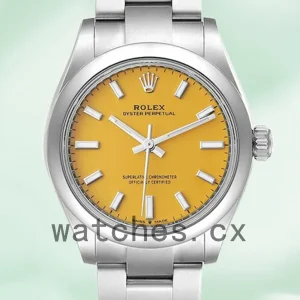 Rolex Oyster Perpetual m277200-0005 Ladies 31mm Silver-tone Yellow Dial