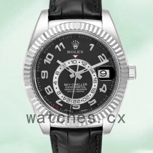 Rolex Sky-dweller Men’s 326139BKAL 42mm Leather Strap Black Dial