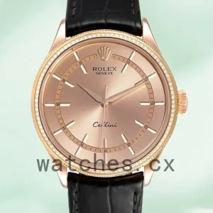 Rolex Cellini m50705rbr-0010 Men’s 39mm Leather Strap Rose Gold-tone