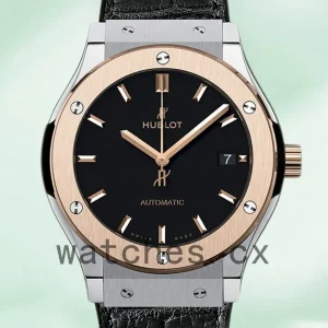 Hublot Classic Fusion 43mm Men’s 511.NO.1181.LR Leather Strap Silver-tone