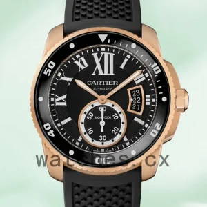 Cartier Calibre W7100052 42mm Men’s Rubber Band Rose Gold-tone