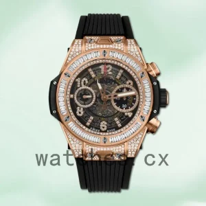 Hublot Big Bang 411.OX.1180.RX.0904 44mm Men Diamonds Rubber Band