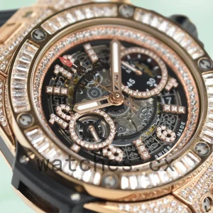 Hublot Big Bang 411.OX.1180.RX.0904 44mm Men Diamonds Rubber Band