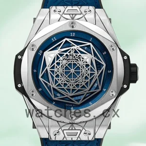 Hublot Big Bang 44mm Men 415.NX.7179.VR.MXM18 Leather Strap Blue Dial