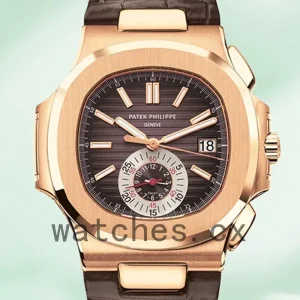 Patek Philippe Nautilus Men’s 5980R-001 40mm Brown Dial Leather Strap
