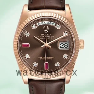 Rolex Day-Date Men’s 36mm 118135-0022 Leather Strap