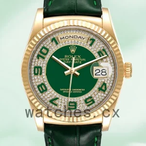 Rolex Day-Date 118138 36mm Men’s Green Dial Leather Strap