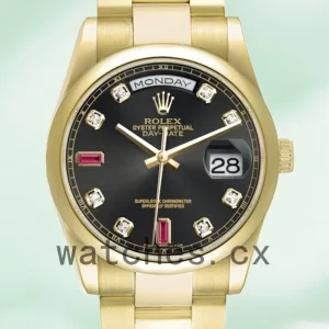 Rolex Day-Date 36mm 118208 Men’s Black Dial President Bracelet/Oyster Bracelet
