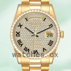 Rolex Day-Date Men’s m118348-0226 36mm Gold-tone Oyster Bracelet/President Bracelet