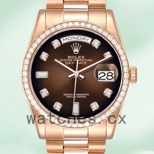 Rolex Day-Date 36mm m128345rbr-0040 Men’s Brown Dial Rose Gold-tone