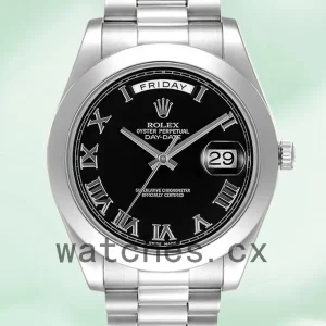 Rolex Day-Date 218206 41mm Men’s Black Dial Silver-tone