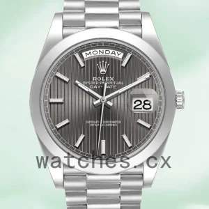 Rolex Day-Date 40mm Men’s m228206-0011 Silver-tone Dark Rhodium Dial