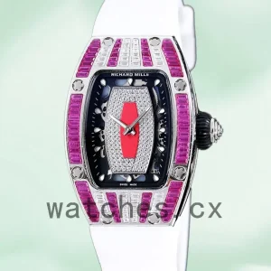 Richard Mille RM 07-01 31*45mm RM 07-01-013 Ladies Silver Red With Diamonds Dial