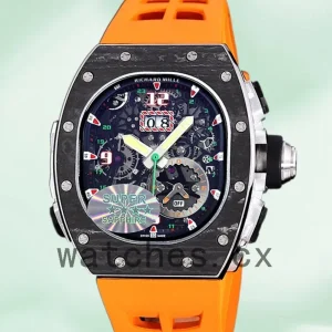 Richard Mille RM 62-01 RM 62-01-009 50*42mm Men Rubber Band Black